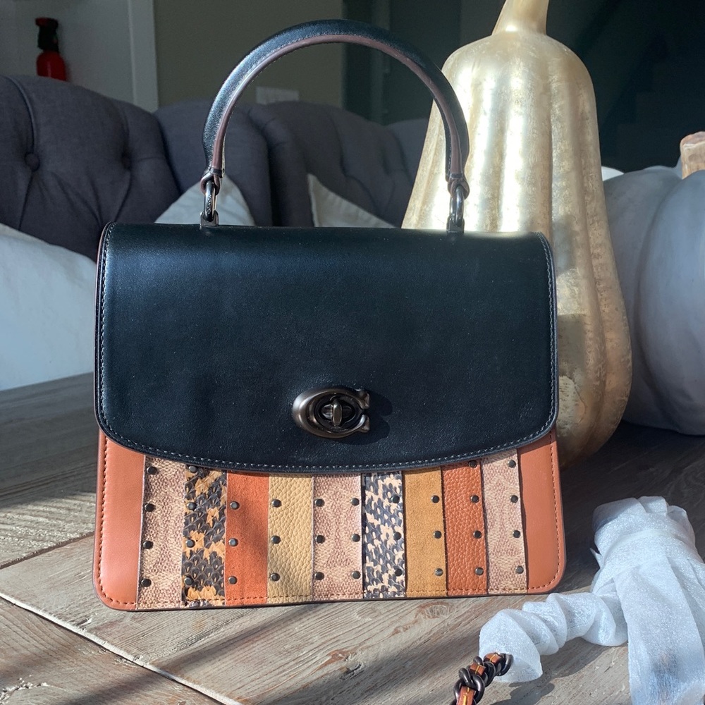 Coach Parker W/Signature Canvas Patchwork Stripes